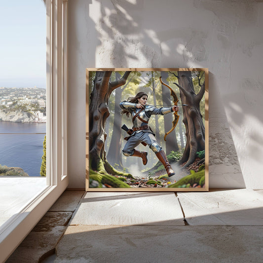 Elf Warrior Archer | Original Printable Wall Art | Fantasy Digital Download |Scene Home Decor