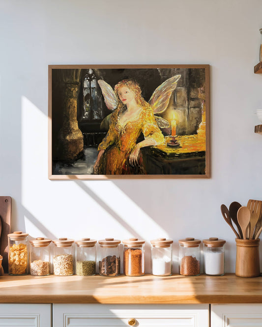 Fairy Original Oil Painting Fantasy Wall Art | Digital Download Printable | mystical fairy artwork decor