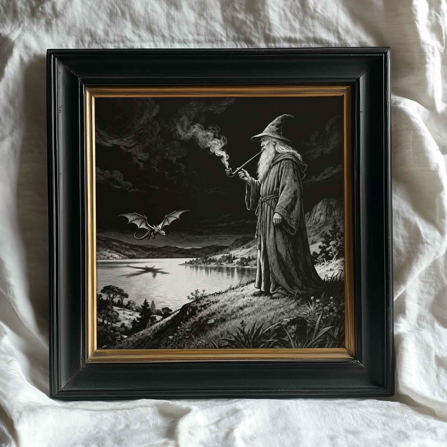 Dragon and Wizard | Digital Download  | Original Fantasy Wall Art | Epic Fantasy Digital