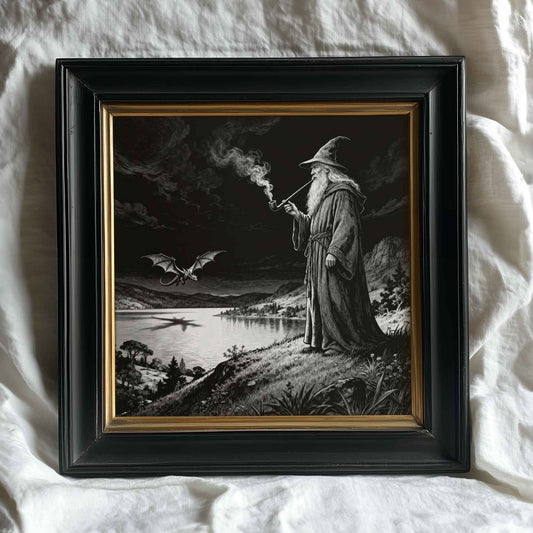 Dragon and Wizard | Digital Download  | Original Fantasy Wall Art | Epic Fantasy Digital