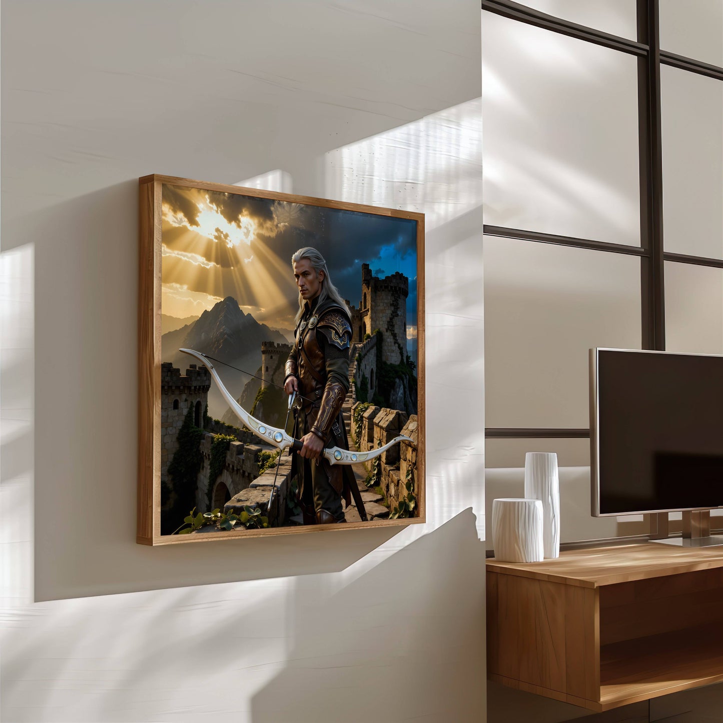 Warrior Archer | Original Printable Wall Art | Fantasy Digital Download Print | Medieval Battlements Scene Home Decor