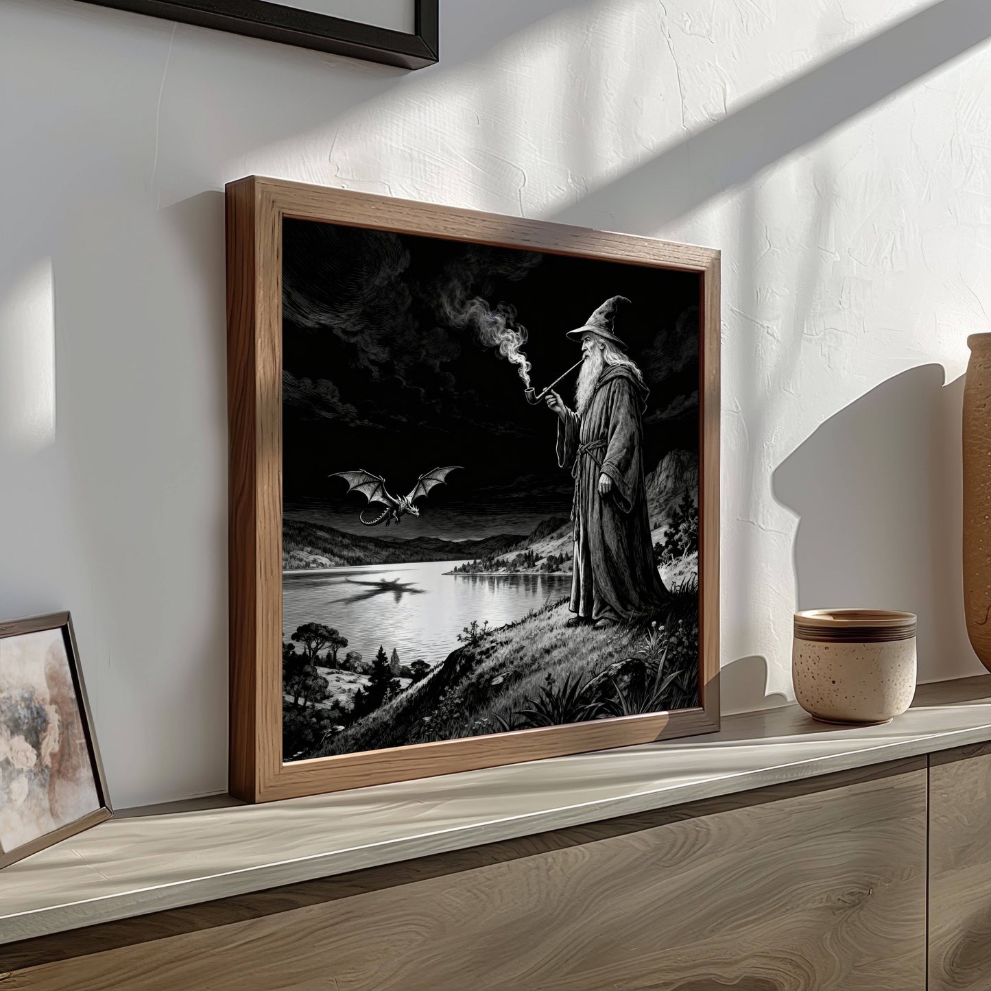 Dragon and Wizard | Digital Download  | Original Fantasy Wall Art | Epic Fantasy Digital