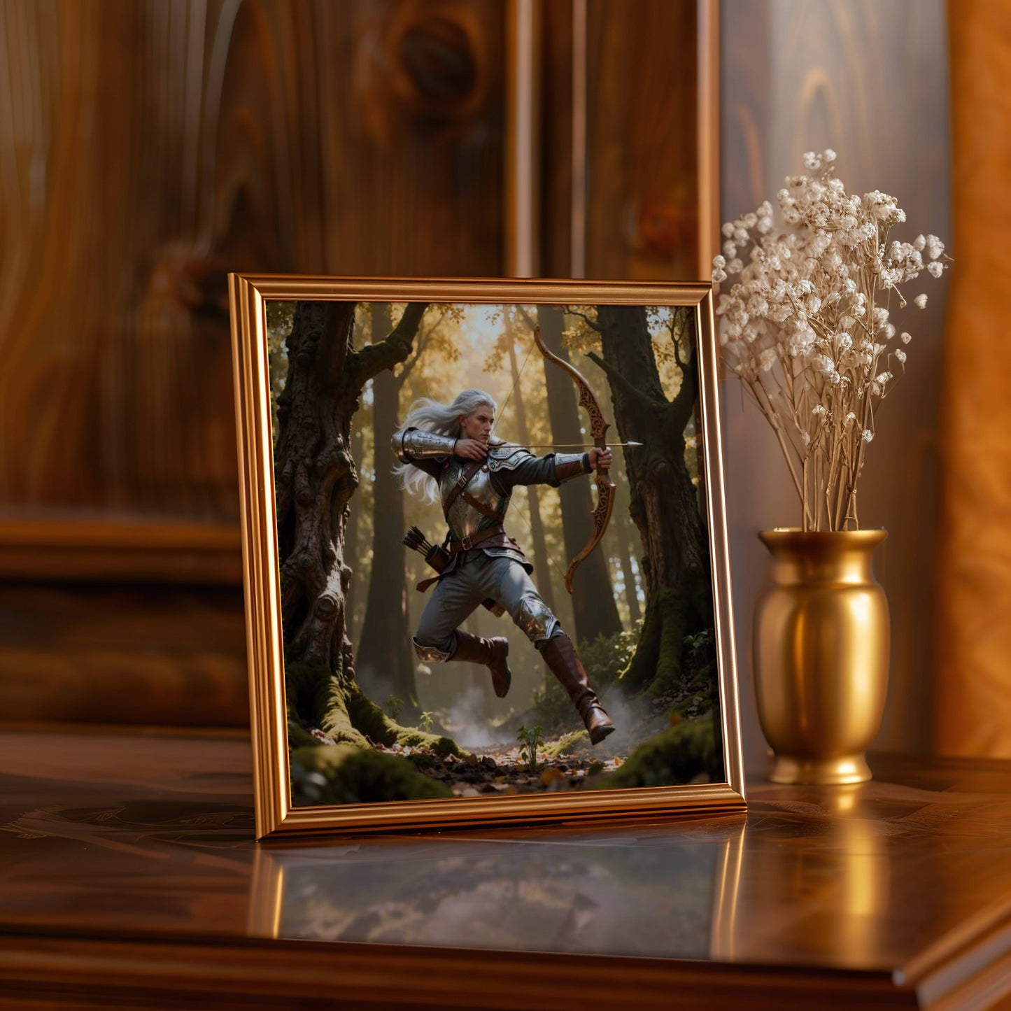 Warrior Archer Original Printable Wall Art | Fantasy Digital Download | Medieval Battlements Scene Home Decor