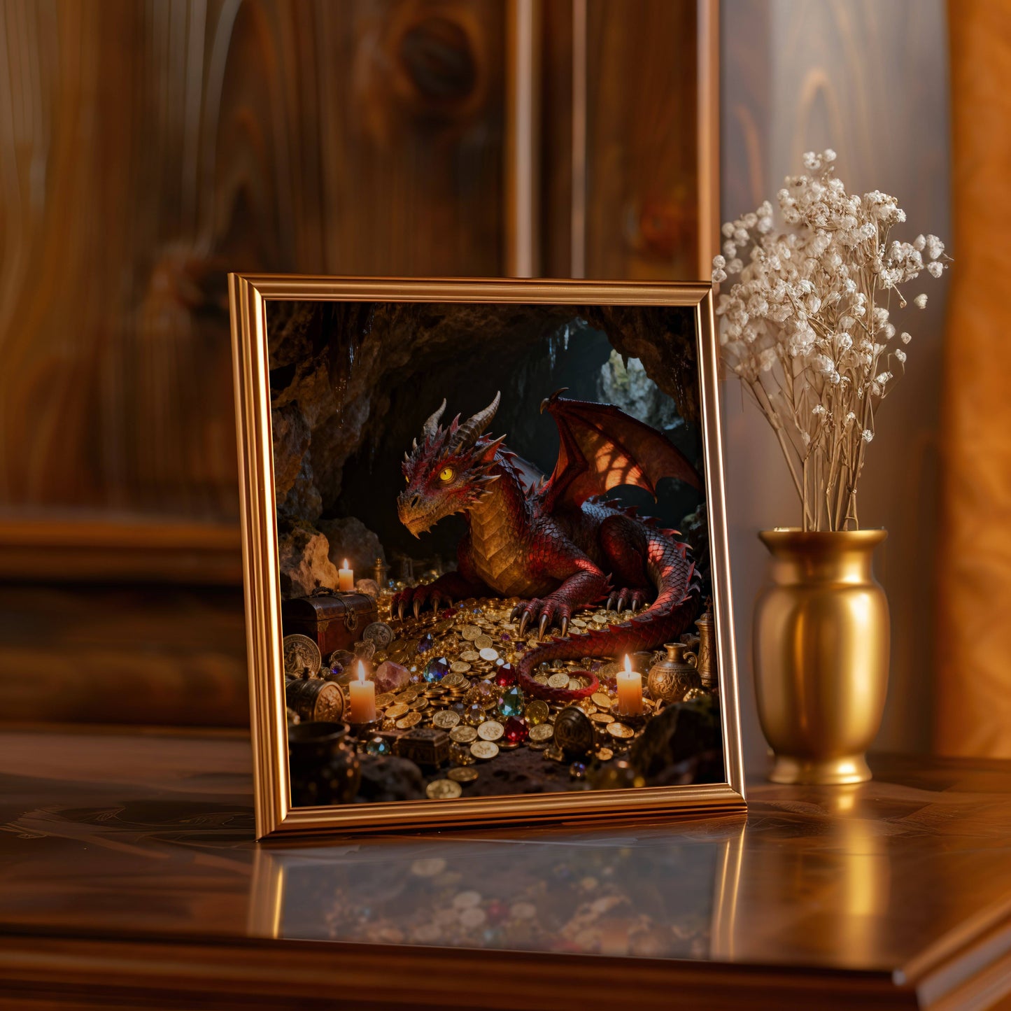 Dragon and Treasure | Download Printable Poster | Original Fantasy Wall Art