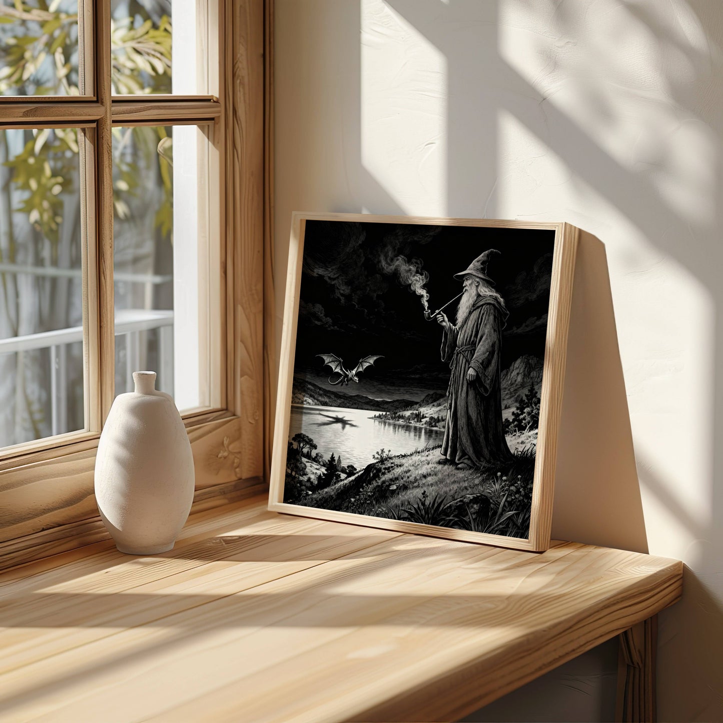 Dragon and Wizard | Digital Download  | Original Fantasy Wall Art | Epic Fantasy Digital