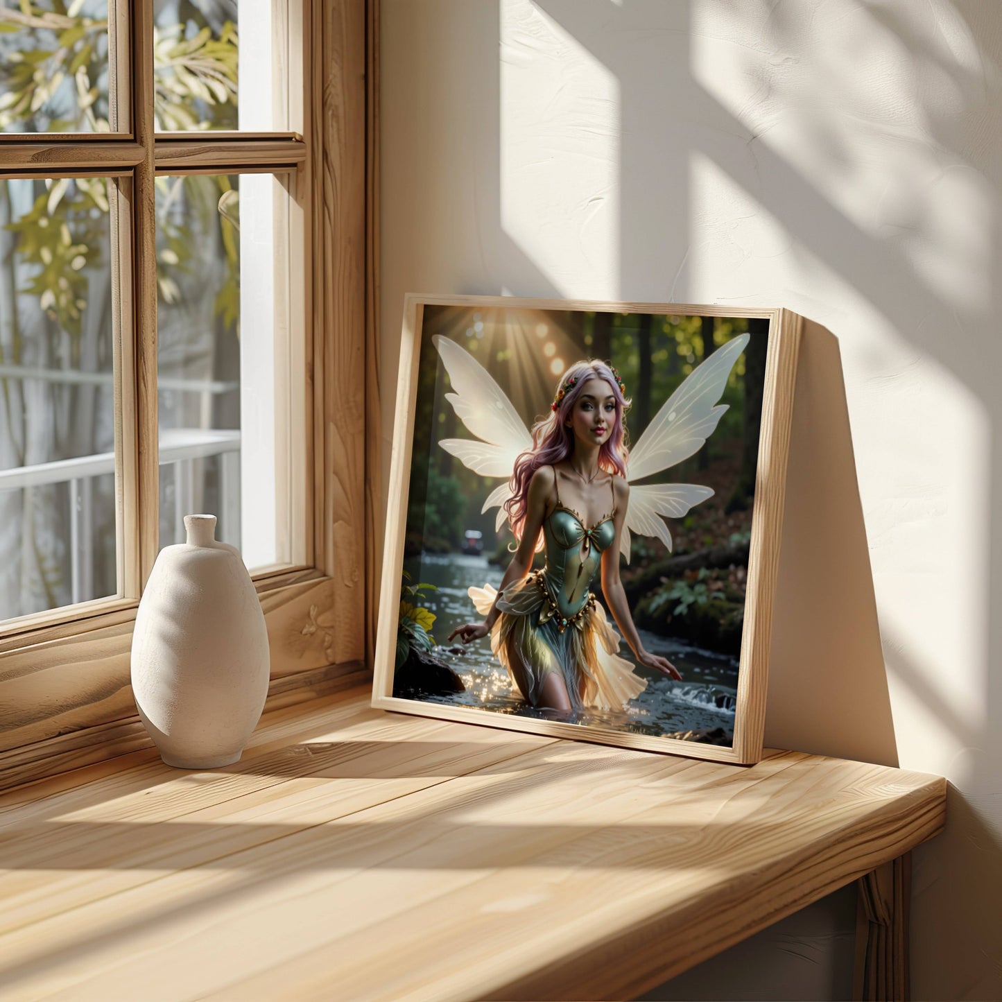 Fairy And River | Digital Download Printable | fantasy wall art | mystical fairy artwork