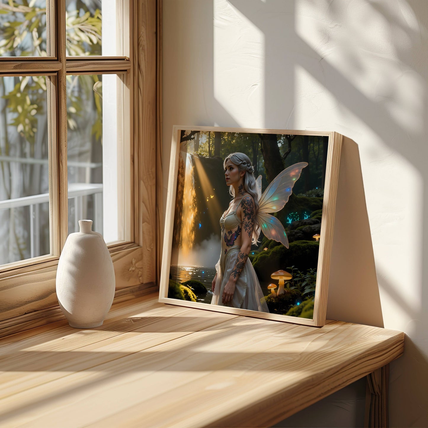 Fairy And Waterfall | Digital Download Printable | fantasy wall art | mystical fairy artwork