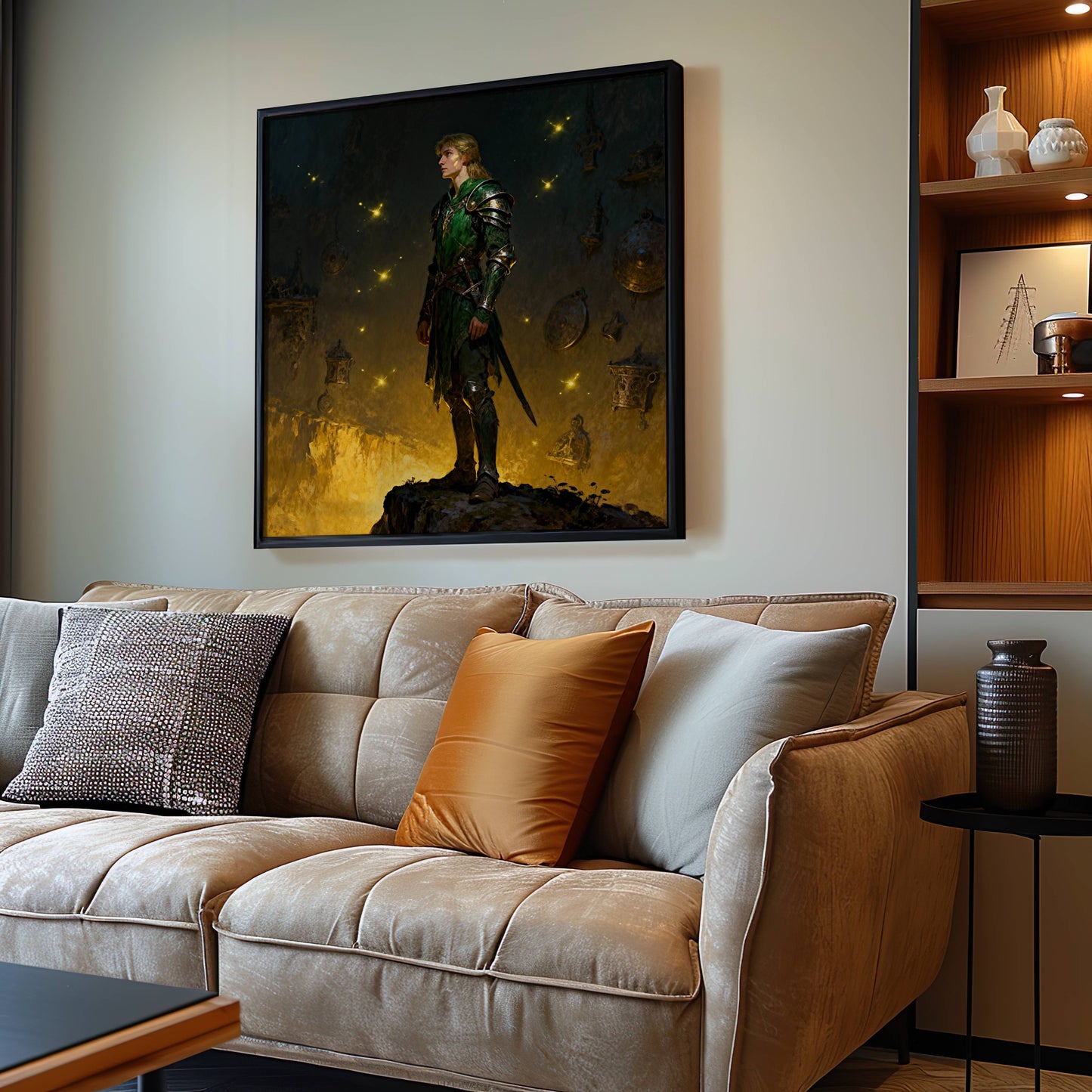 Warrior Elf Original Printable Wall Art | Fantasy Digital Download | Cave Treasure | Home Decor