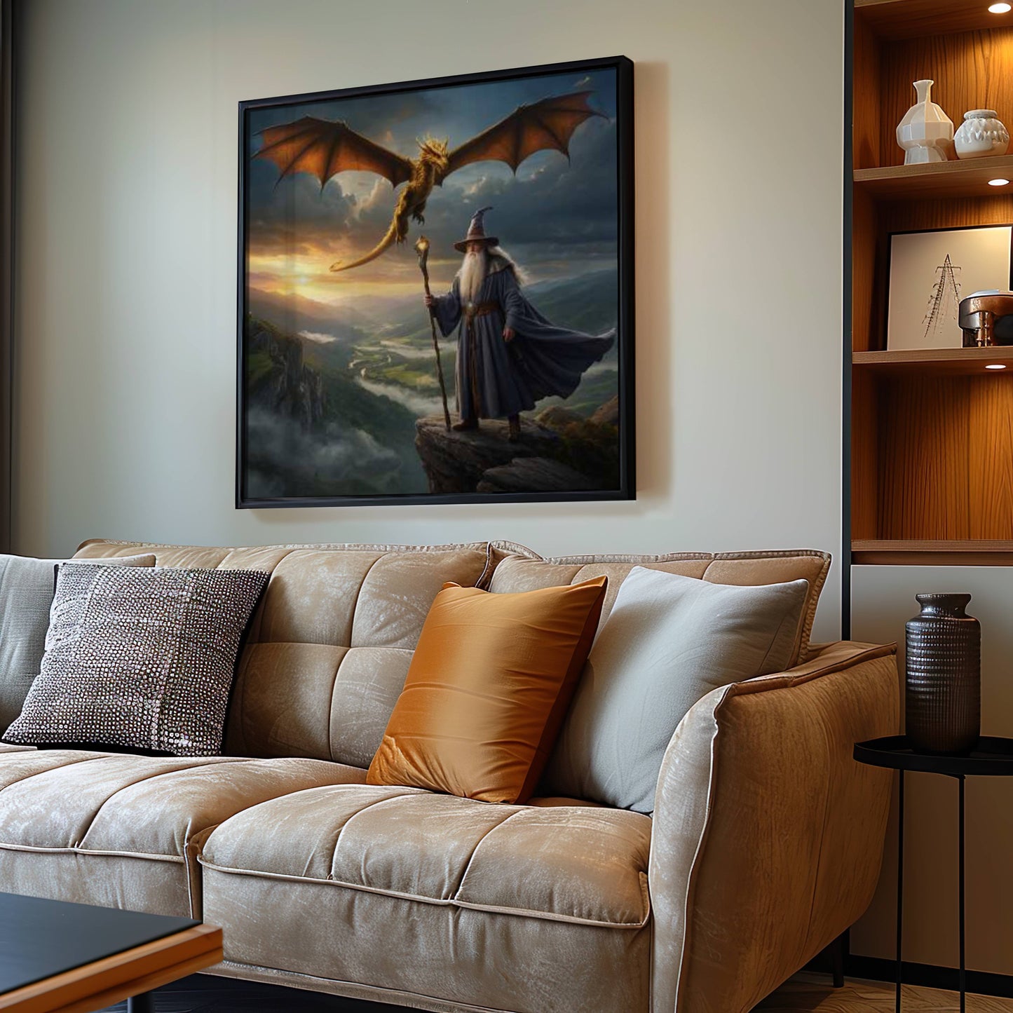 Dragon and Wizard | Digital Download  | Original Fantasy Wall Art | Epic Fantasy Digital