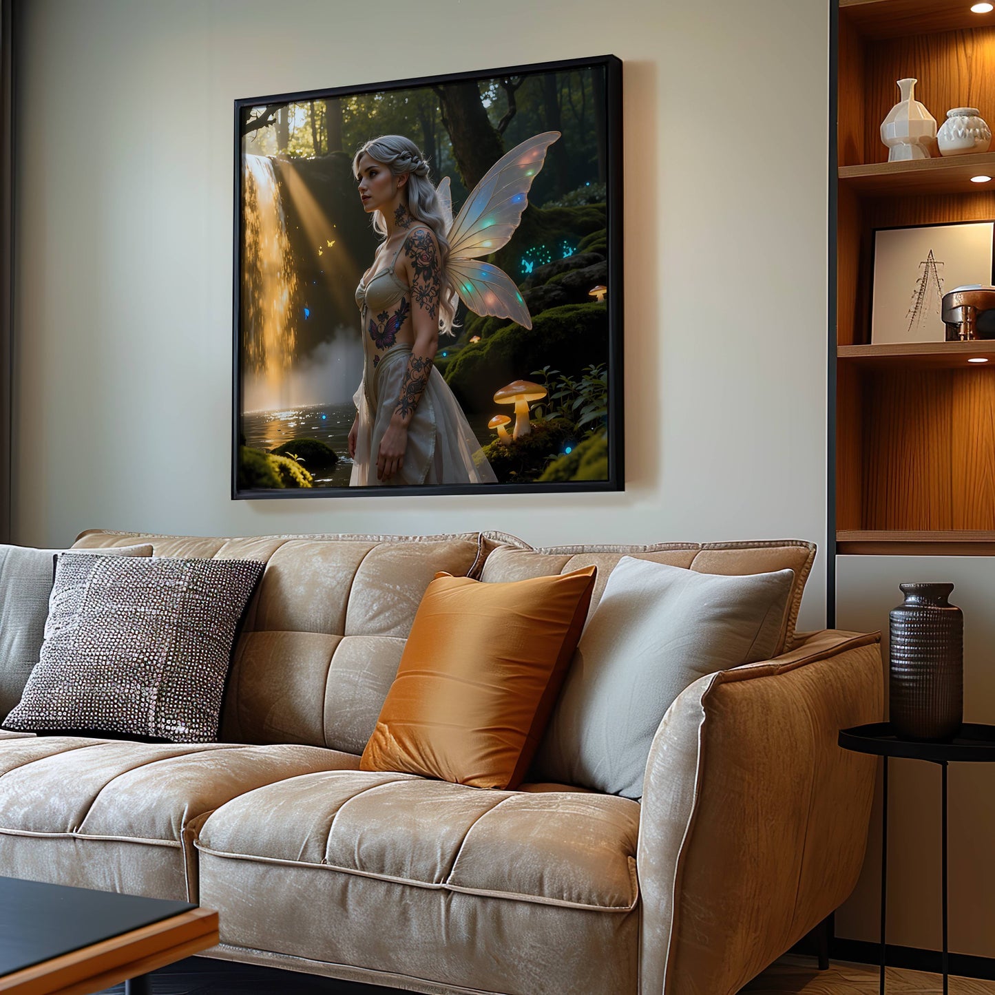 Fairy And Waterfall | Digital Download Printable | fantasy wall art | mystical fairy artwork