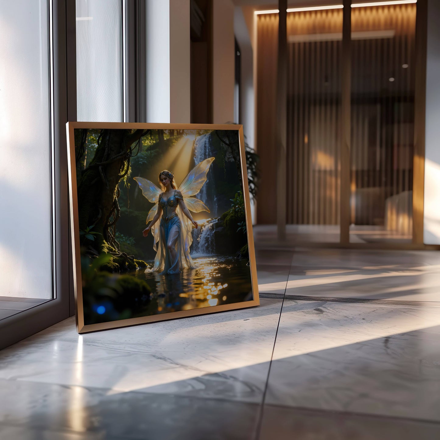 Fairy And Waterfall | Digital Download Printable | fantasy wall art | mystical fairy artwork