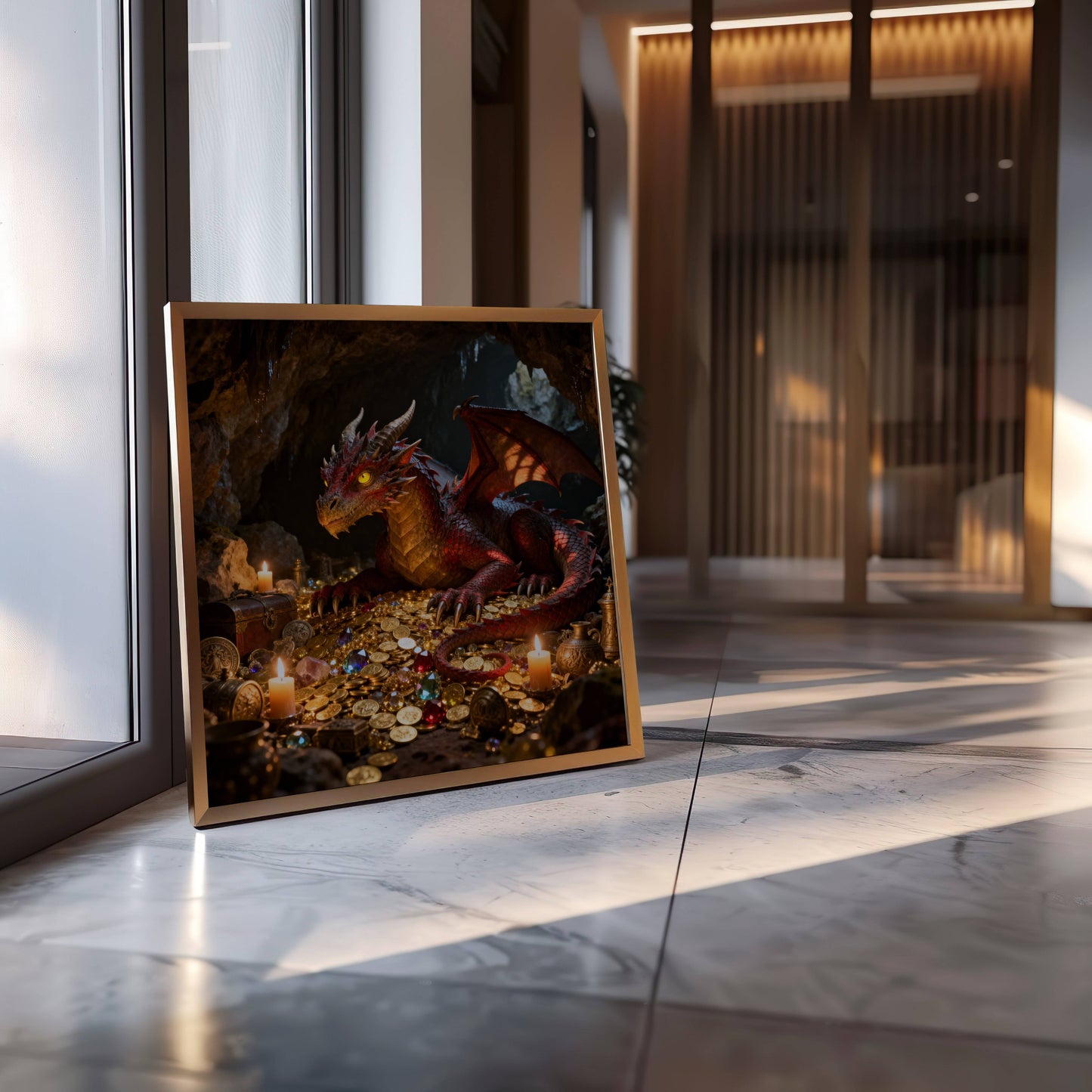 Dragon and Treasure | Download Printable Poster | Original Fantasy Wall Art