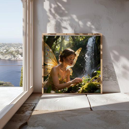 Fairy And Flower | Digital Download Printable | fantasy wall art | mystical fairy artwork