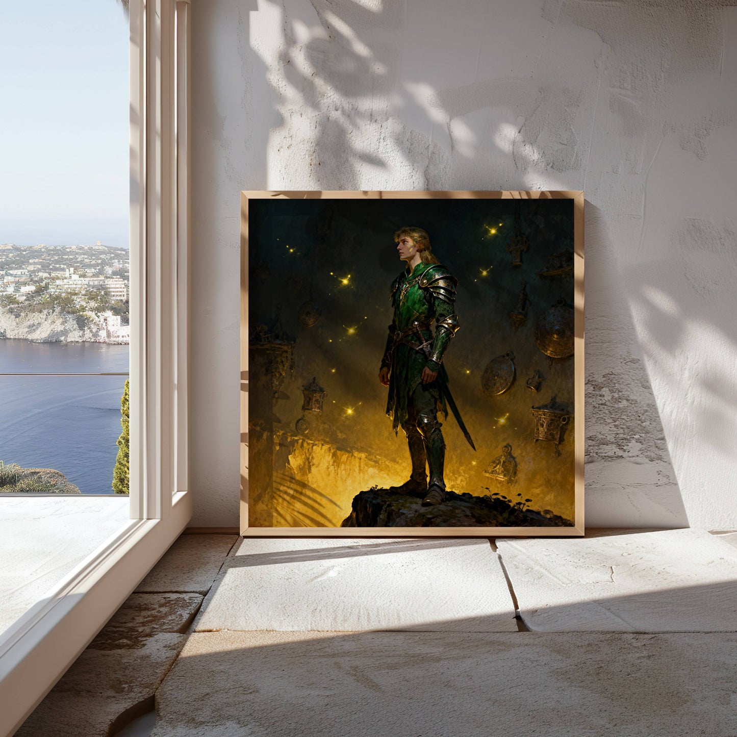 Warrior Elf Original Printable Wall Art | Fantasy Digital Download | Cave Treasure | Home Decor