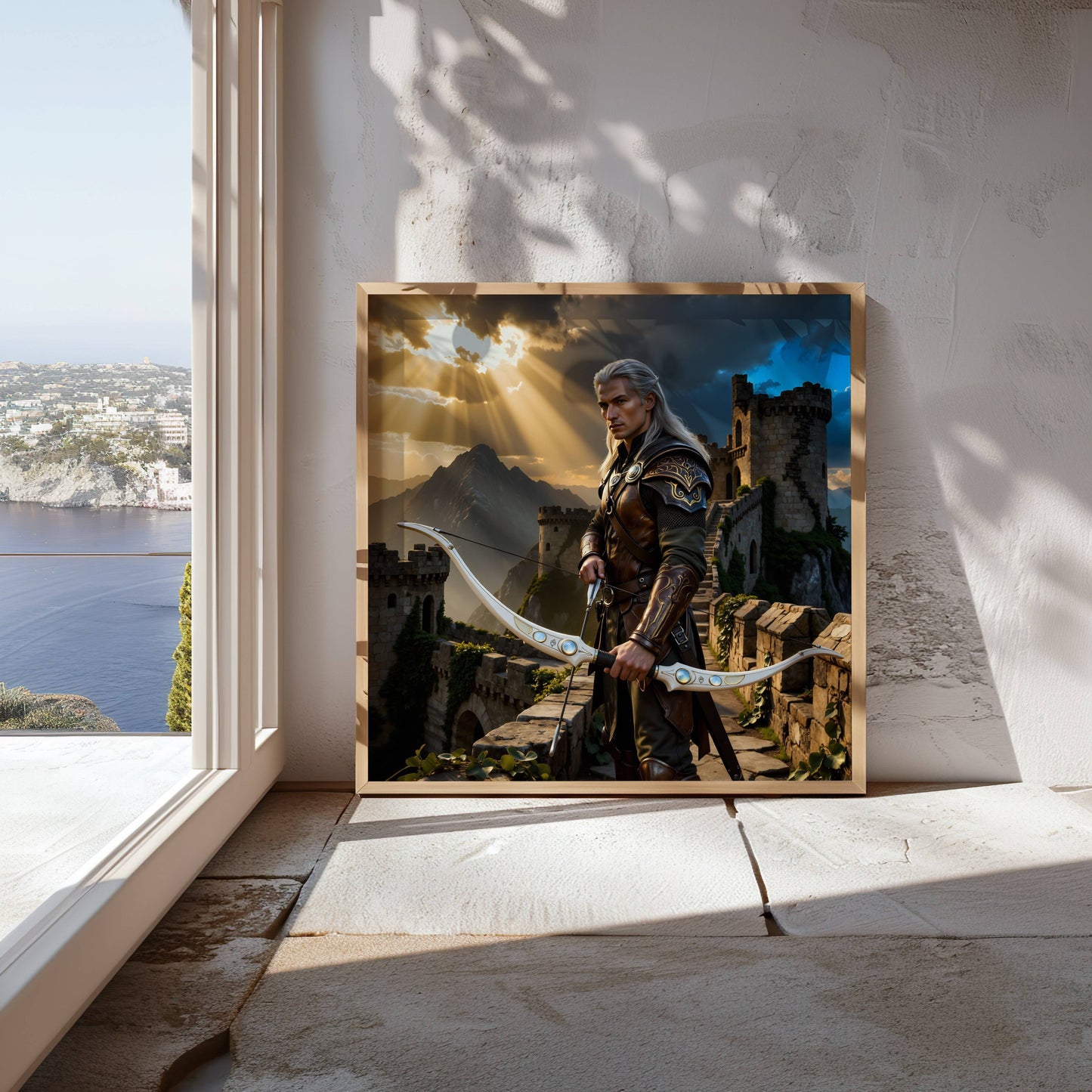 Warrior Archer | Original Printable Wall Art | Fantasy Digital Download Print | Medieval Battlements Scene Home Decor