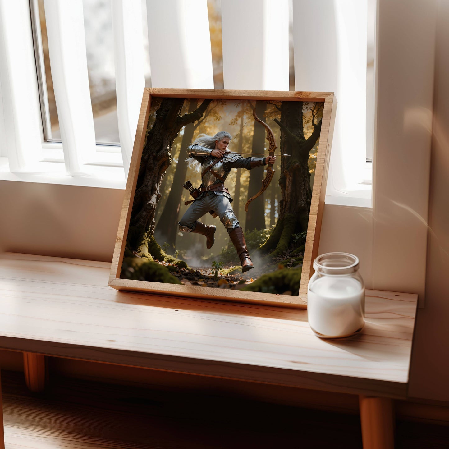 Warrior Archer Original Printable Wall Art | Fantasy Digital Download | Medieval Battlements Scene Home Decor