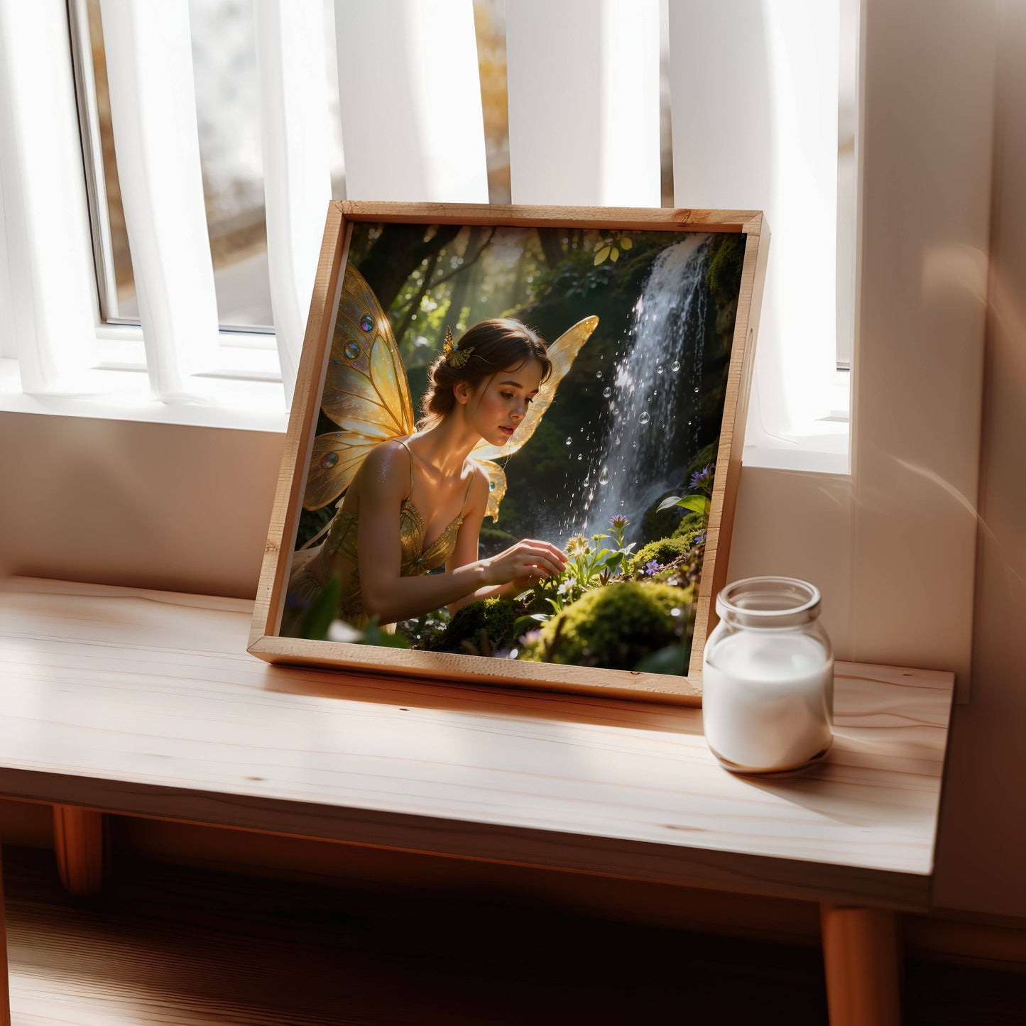 Fairy And Flower | Digital Download Printable | fantasy wall art | mystical fairy artwork