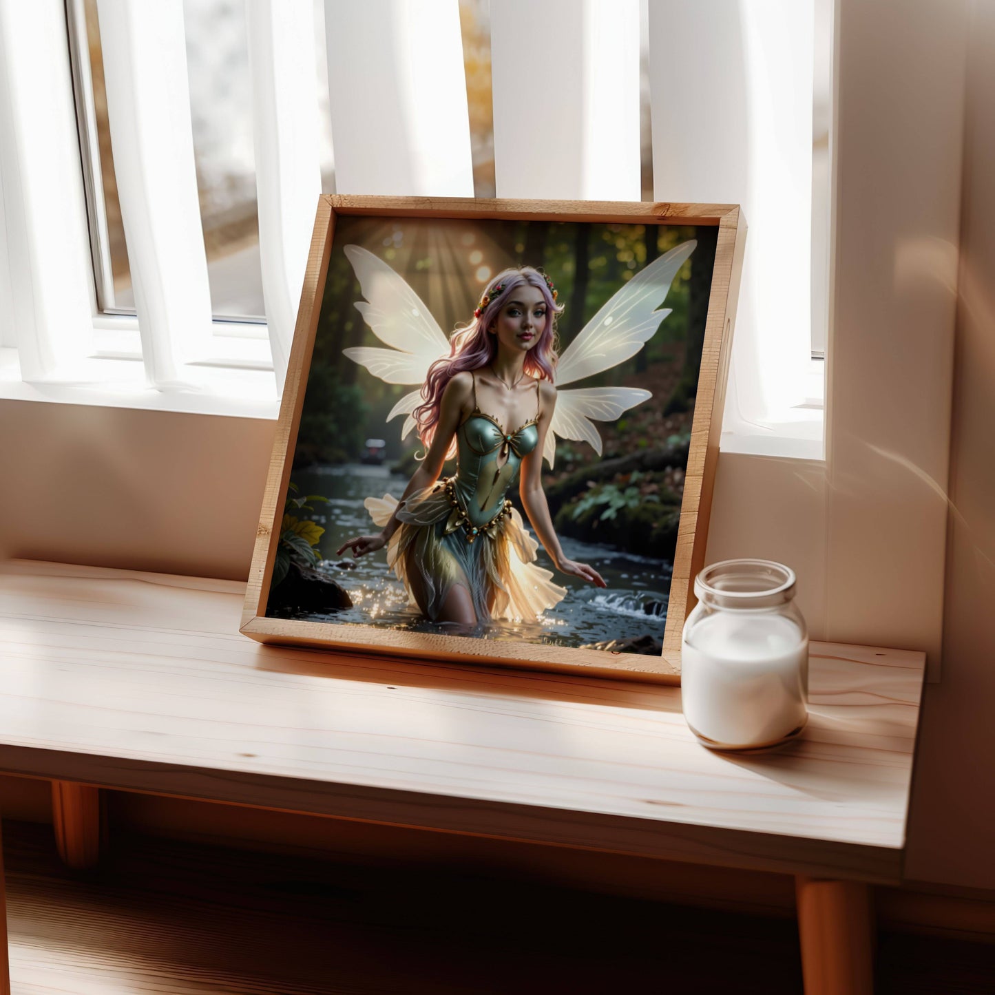 Fairy And River | Digital Download Printable | fantasy wall art | mystical fairy artwork