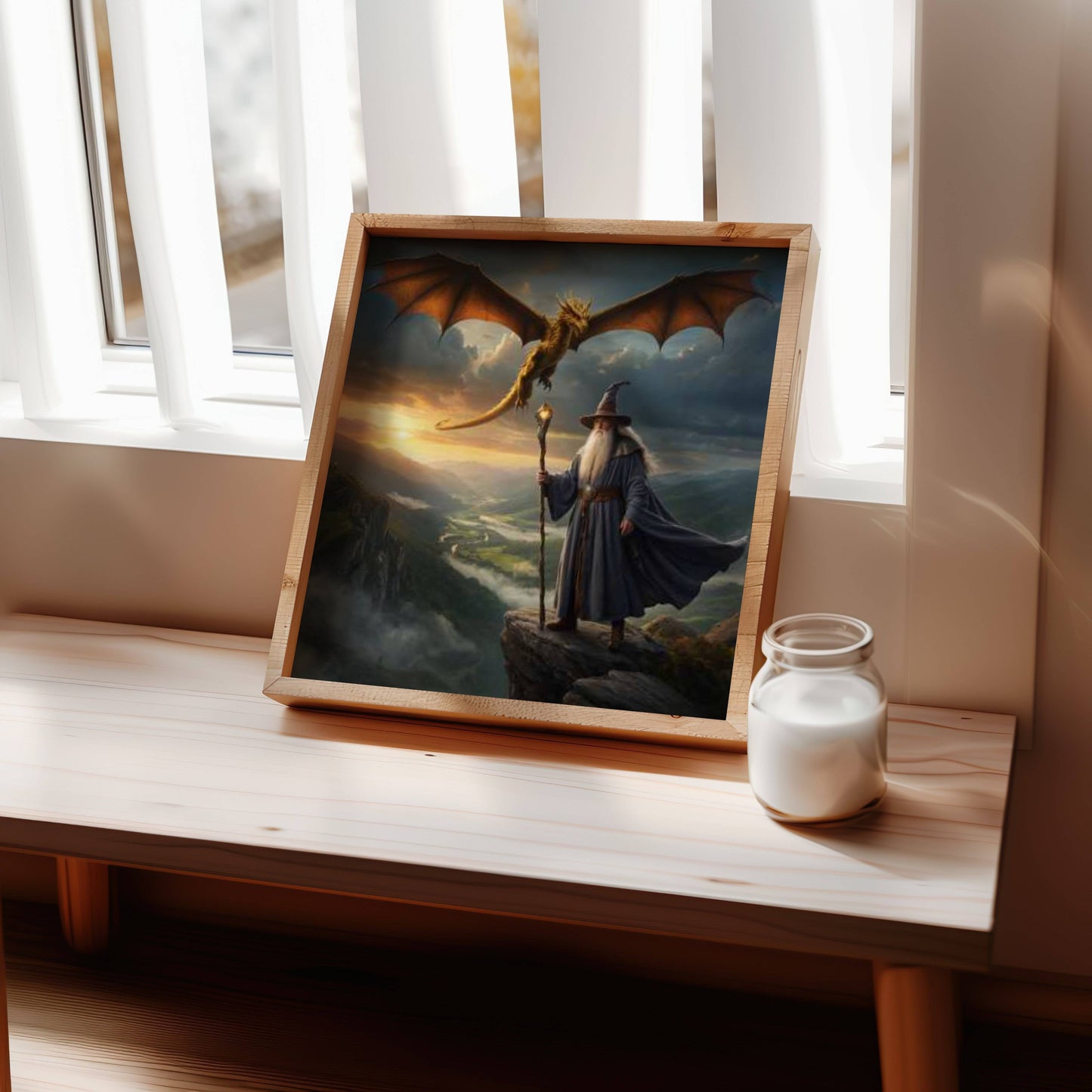 Dragon and Wizard | Digital Download  | Original Fantasy Wall Art | Epic Fantasy Digital