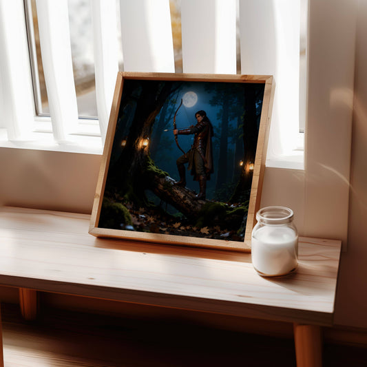 Elf Warrior Archer | Original Printable Wall Art | Fantasy Digital Download |Scene Home Decor