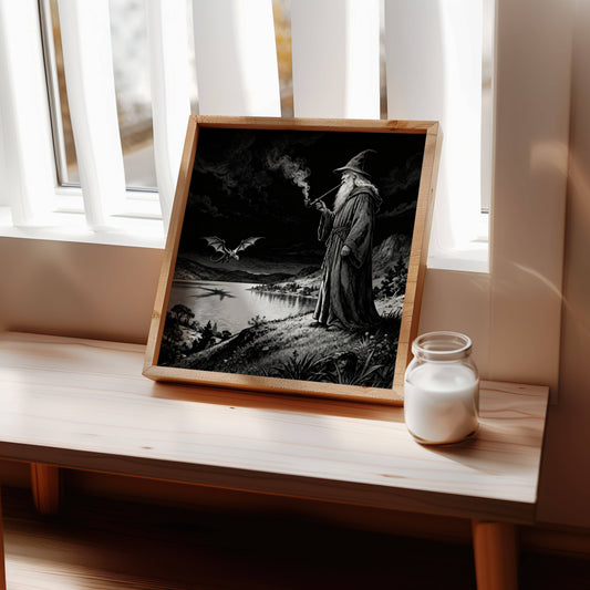 Dragon and Wizard | Digital Download  | Original Fantasy Wall Art | Epic Fantasy Digital