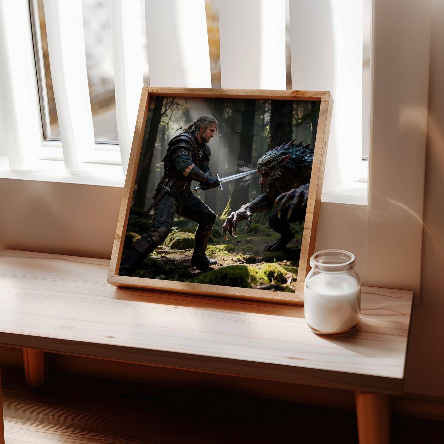 Warrior And Monster | Original Printable Wall Art | Fantasy Digital Download | Home Decor