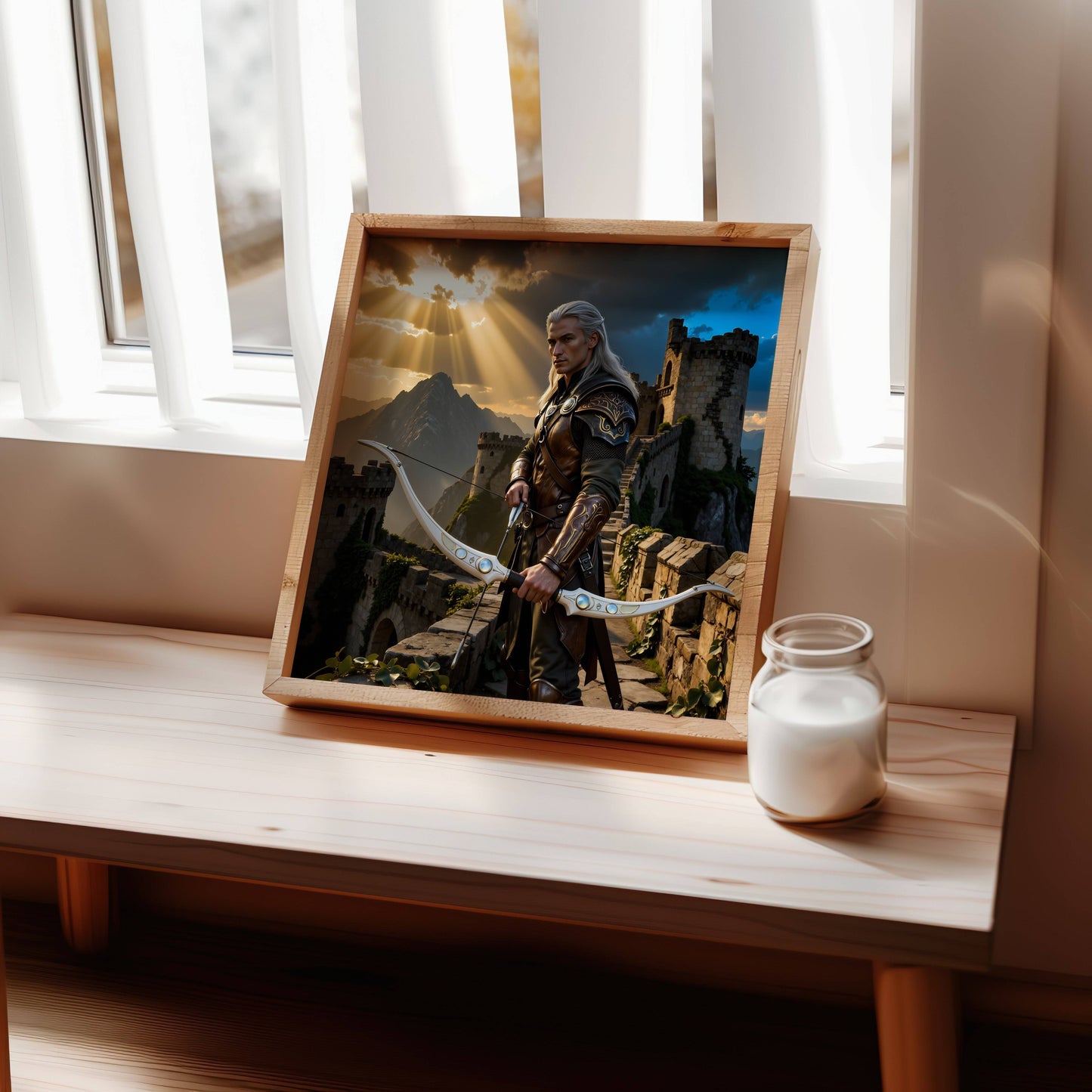 Warrior Archer | Original Printable Wall Art | Fantasy Digital Download Print | Medieval Battlements Scene Home Decor