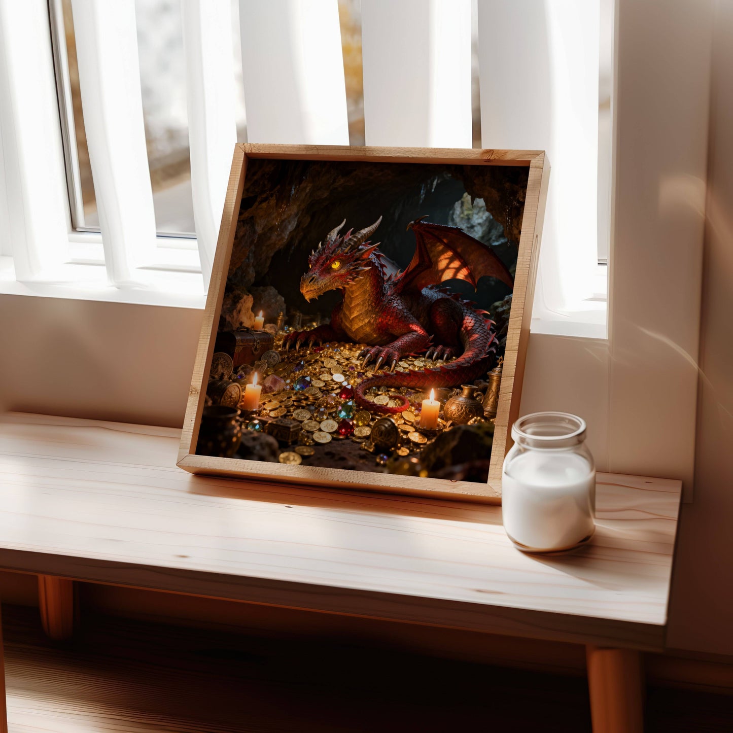 Dragon and Treasure | Download Printable Poster | Original Fantasy Wall Art