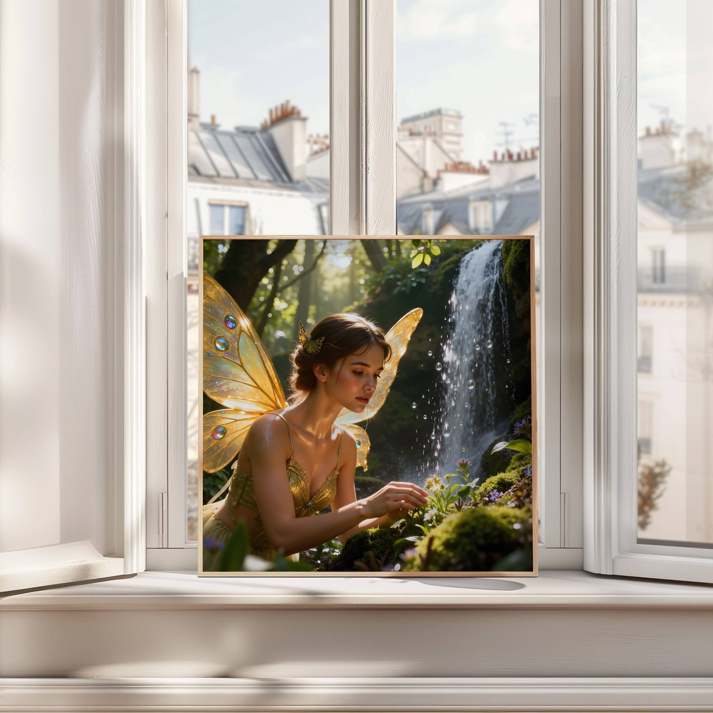 Fairy And Flower | Digital Download Printable | fantasy wall art | mystical fairy artwork