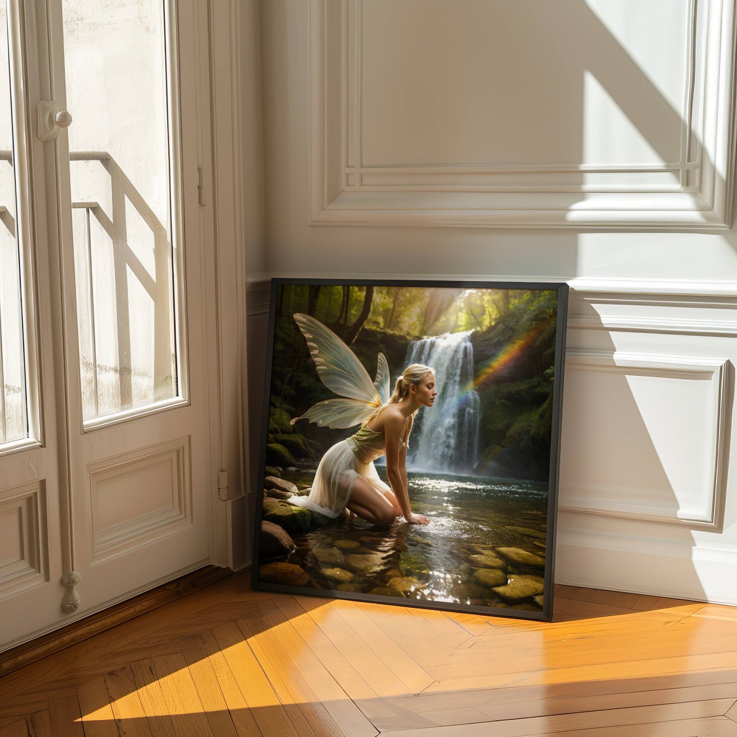 Fairy And Waterfall | Digital Download Printable | fantasy wall art | mystical fairy artwork