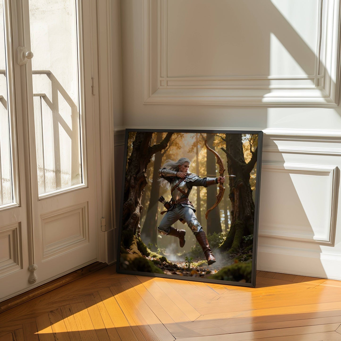 Warrior Archer Original Printable Wall Art | Fantasy Digital Download | Medieval Battlements Scene Home Decor