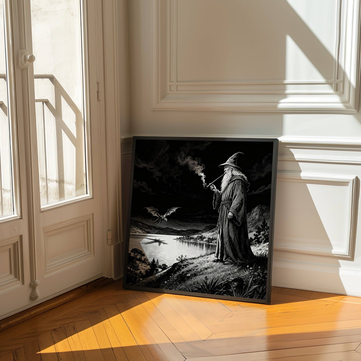 Dragon and Wizard | Digital Download  | Original Fantasy Wall Art | Epic Fantasy Digital