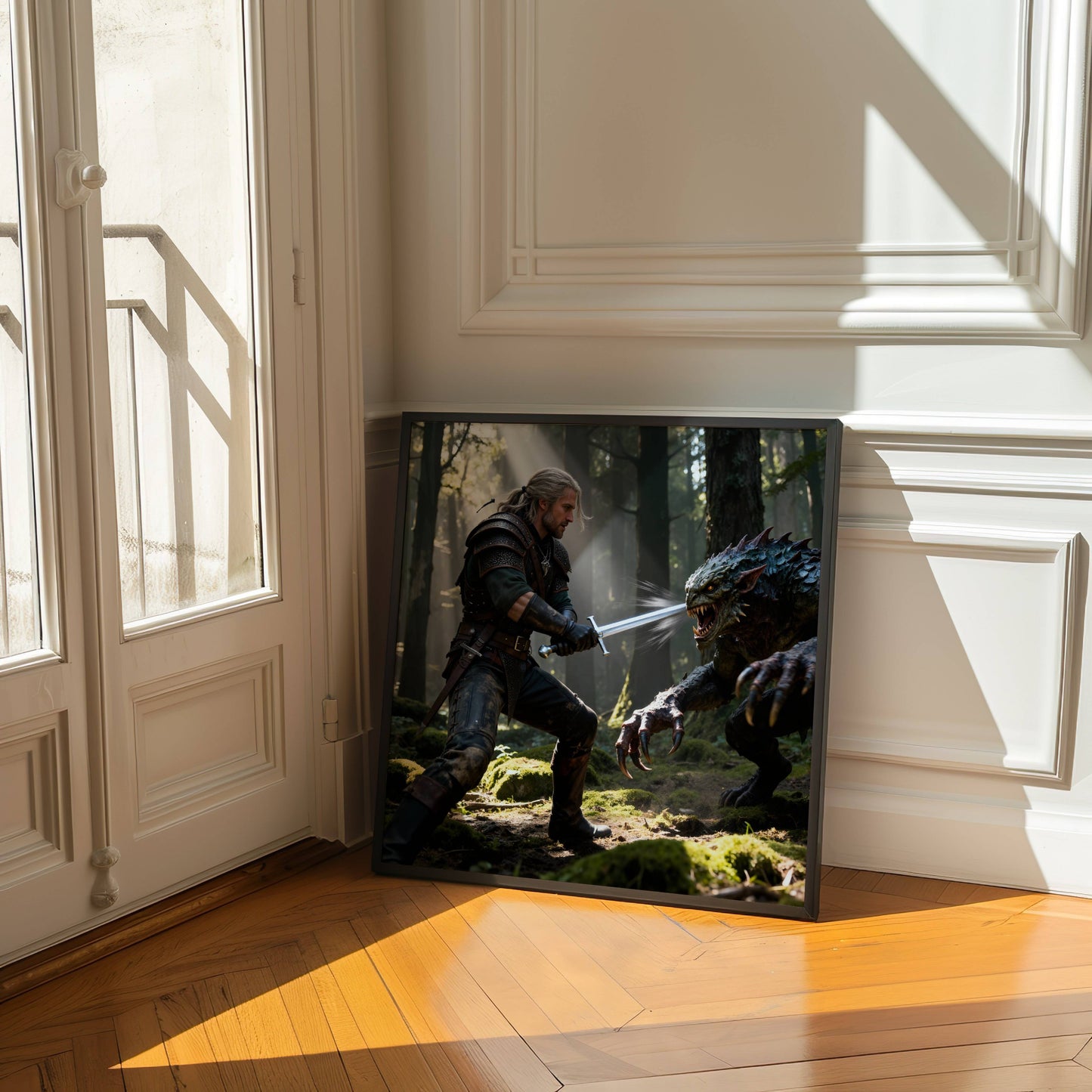 Warrior And Monster | Original Printable Wall Art | Fantasy Digital Download | Home Decor