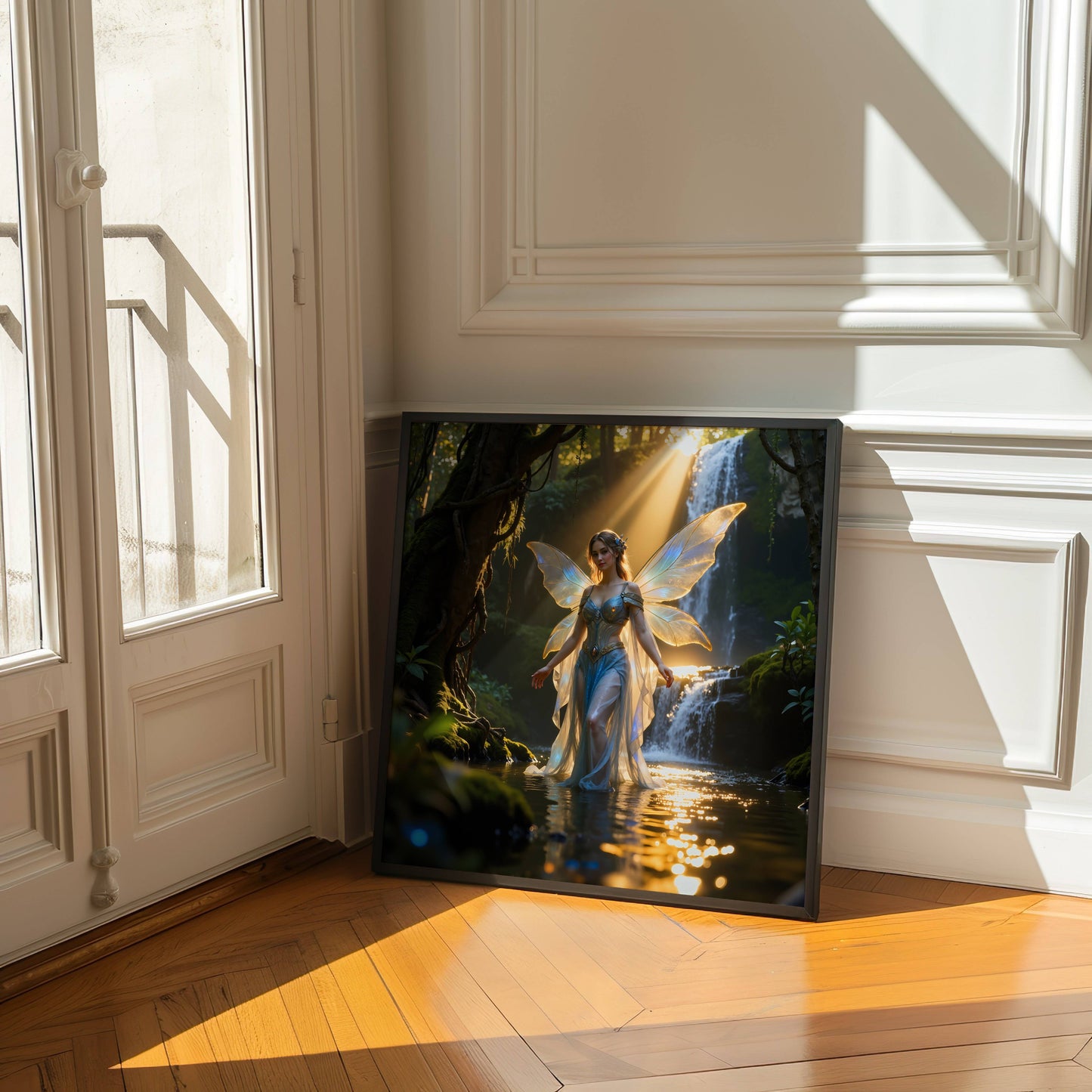 Fairy And Waterfall | Digital Download Printable | fantasy wall art | mystical fairy artwork