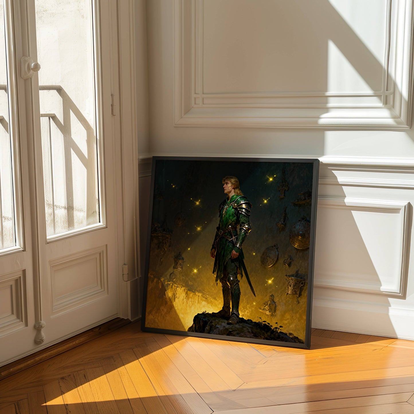 Warrior Elf Original Printable Wall Art | Fantasy Digital Download | Cave Treasure | Home Decor