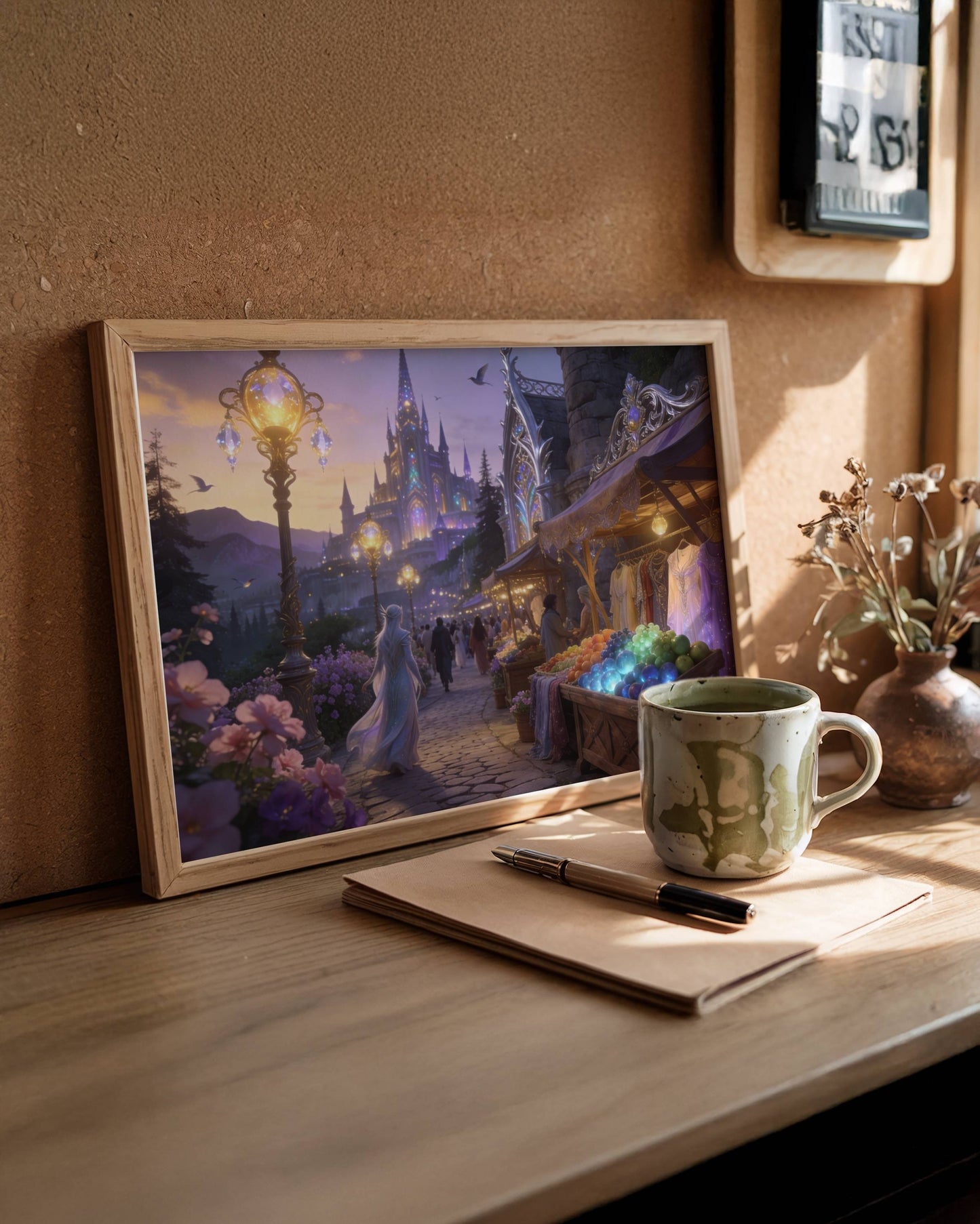 Elf Market Original Fantasy Wall Art | Digital Download | Mystical Elven | Printable Magical Marketplace Decor