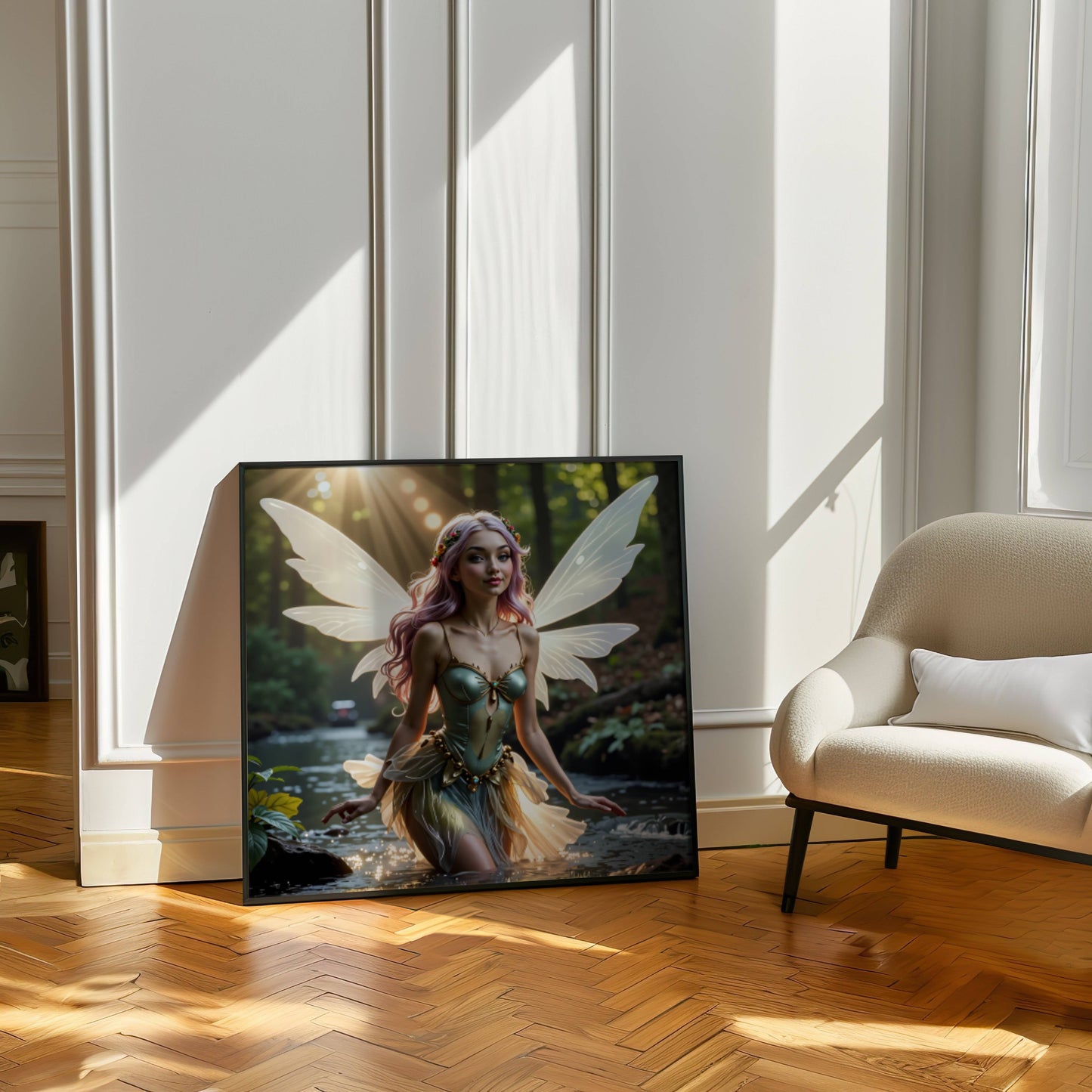 Fairy And River | Digital Download Printable | fantasy wall art | mystical fairy artwork