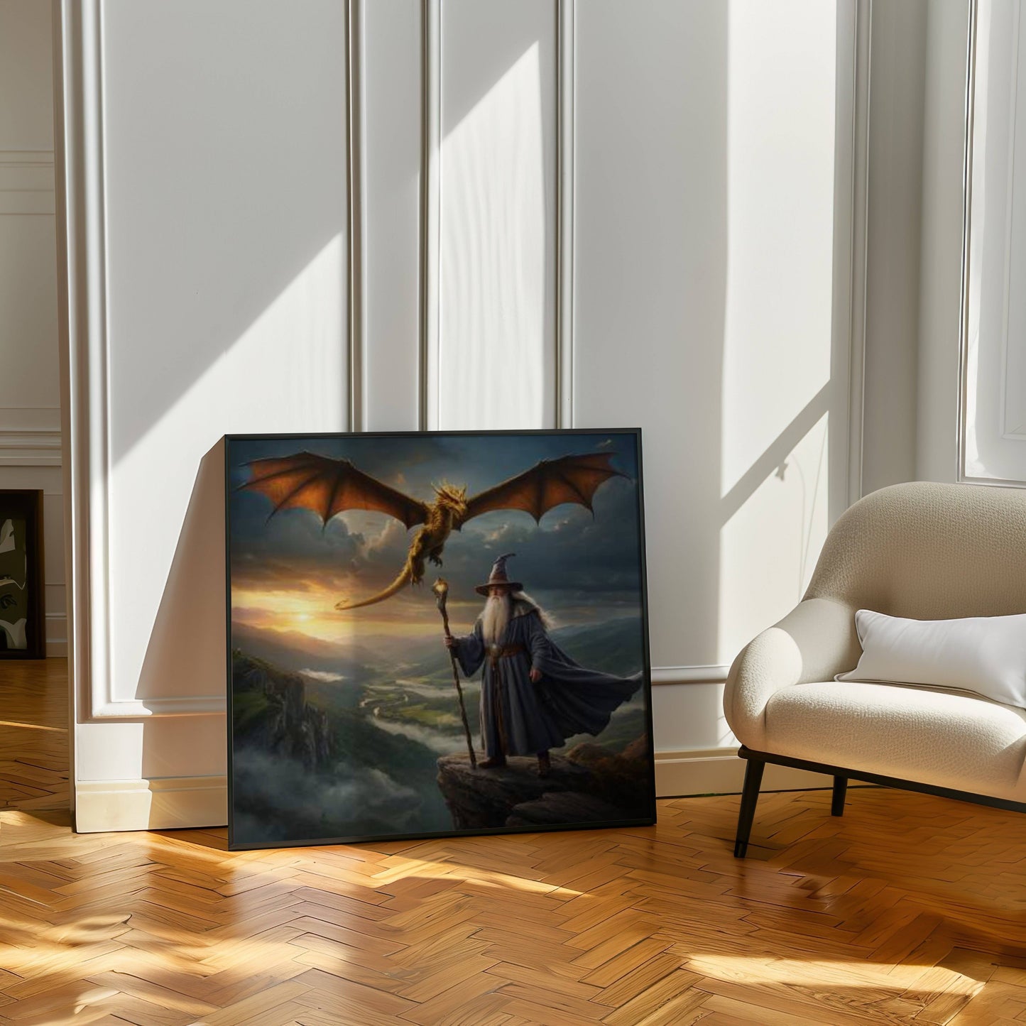 Dragon and Wizard | Digital Download  | Original Fantasy Wall Art | Epic Fantasy Digital
