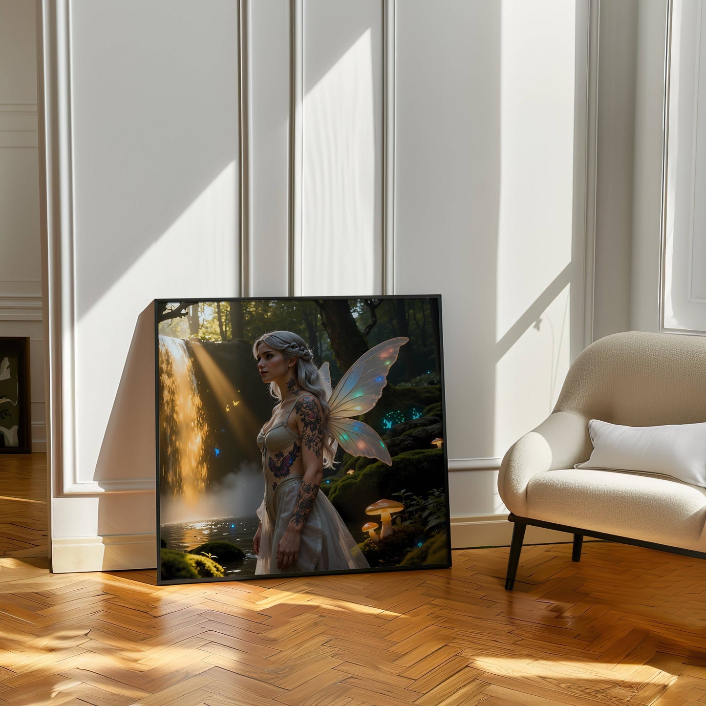 Fairy And Waterfall | Digital Download Printable | fantasy wall art | mystical fairy artwork