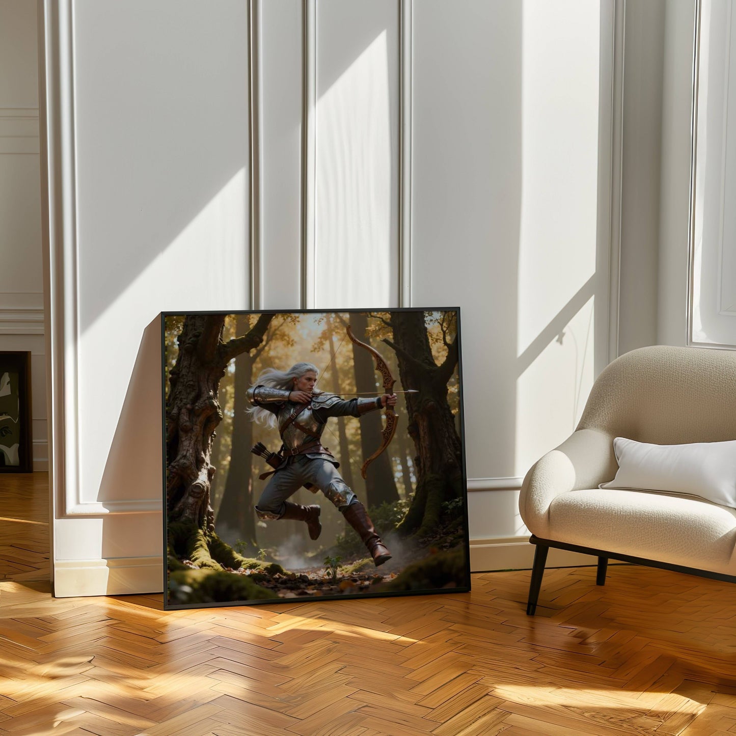 Warrior Archer Original Printable Wall Art | Fantasy Digital Download | Medieval Battlements Scene Home Decor