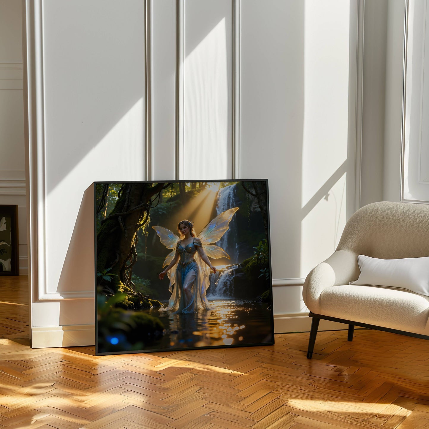 Fairy And Waterfall | Digital Download Printable | fantasy wall art | mystical fairy artwork