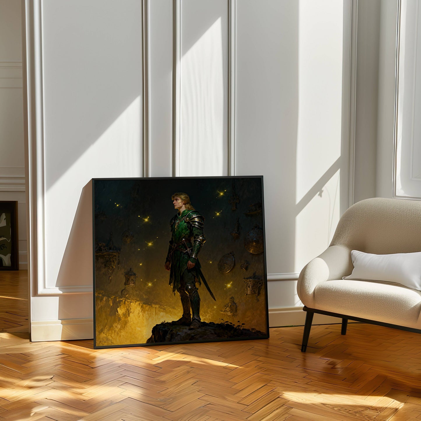 Warrior Elf Original Printable Wall Art | Fantasy Digital Download | Cave Treasure | Home Decor