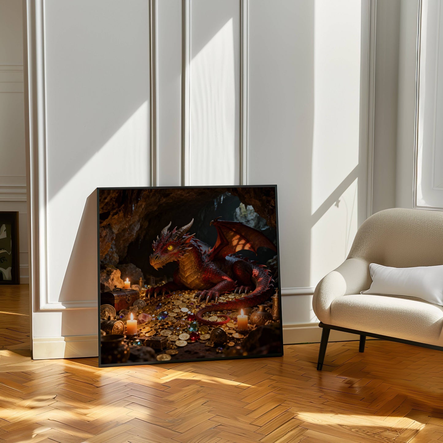 Dragon and Treasure | Download Printable Poster | Original Fantasy Wall Art