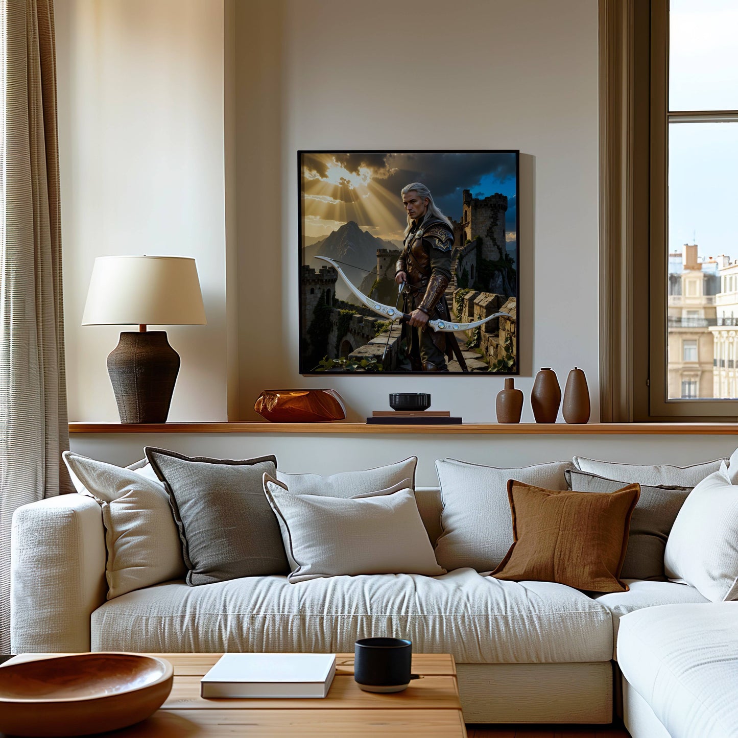 Warrior Archer | Original Printable Wall Art | Fantasy Digital Download Print | Medieval Battlements Scene Home Decor