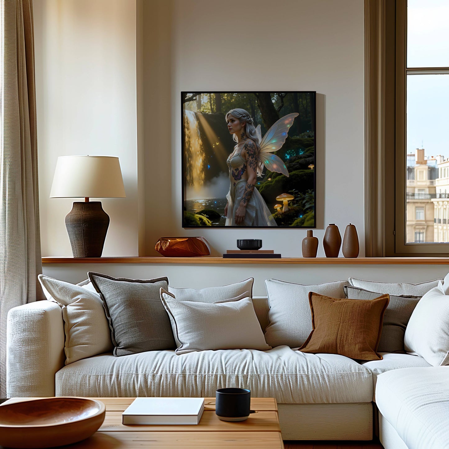 Fairy And Waterfall | Digital Download Printable | fantasy wall art | mystical fairy artwork