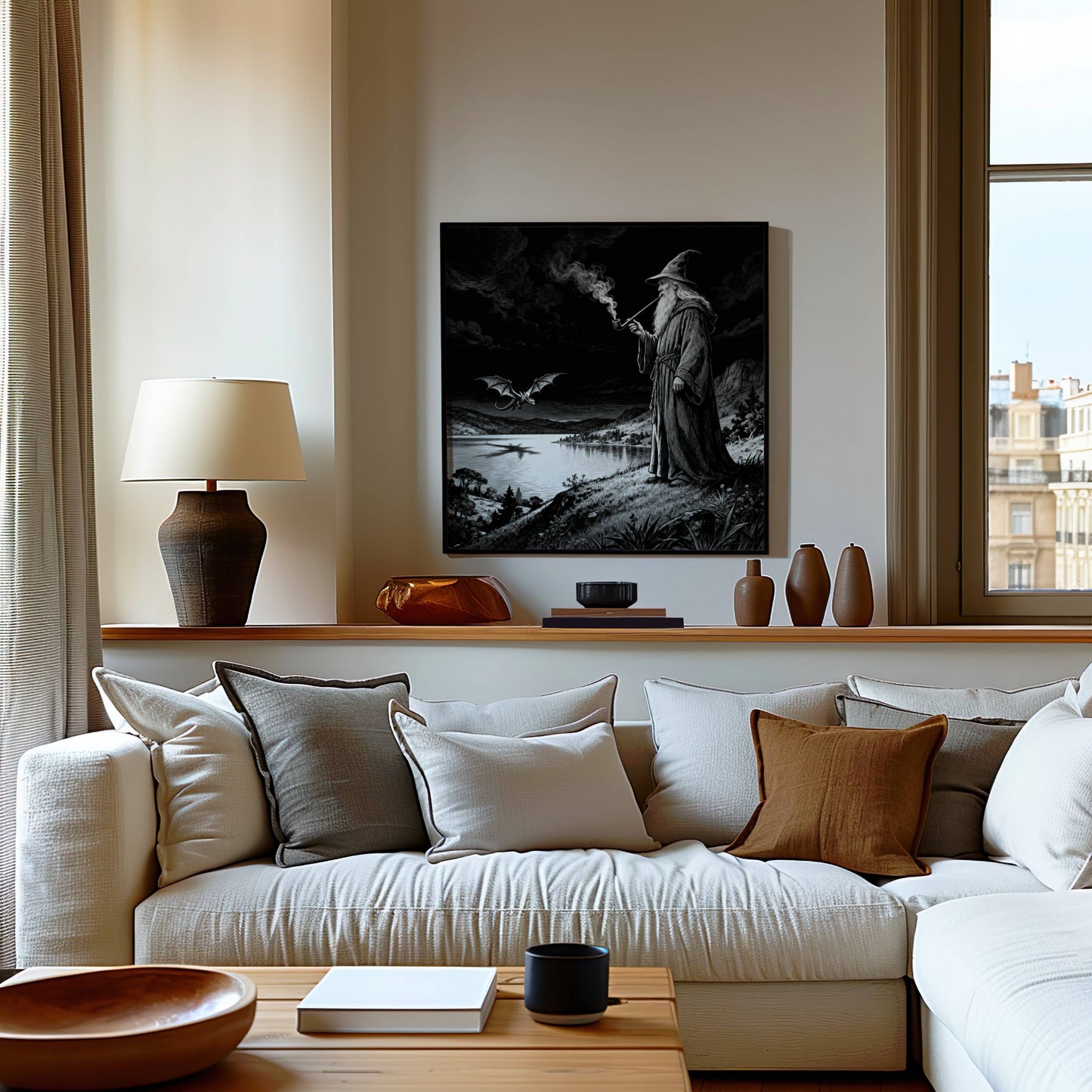 Dragon and Wizard | Digital Download  | Original Fantasy Wall Art | Epic Fantasy Digital