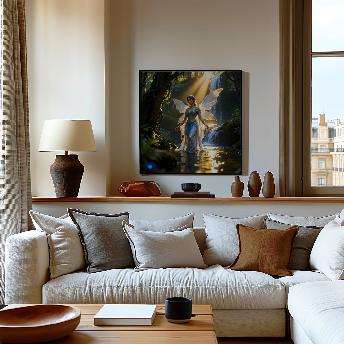 Fairy And Waterfall | Digital Download Printable | fantasy wall art | mystical fairy artwork