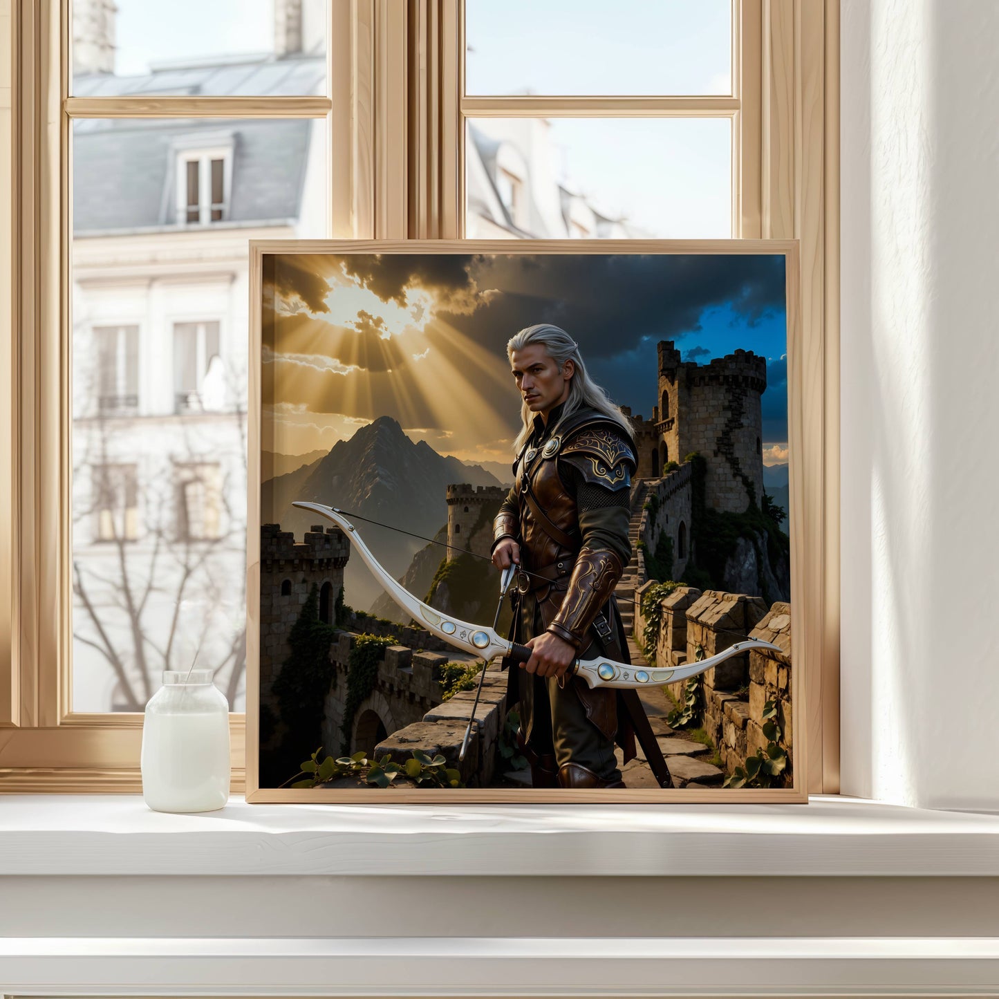 Warrior Archer | Original Printable Wall Art | Fantasy Digital Download Print | Medieval Battlements Scene Home Decor