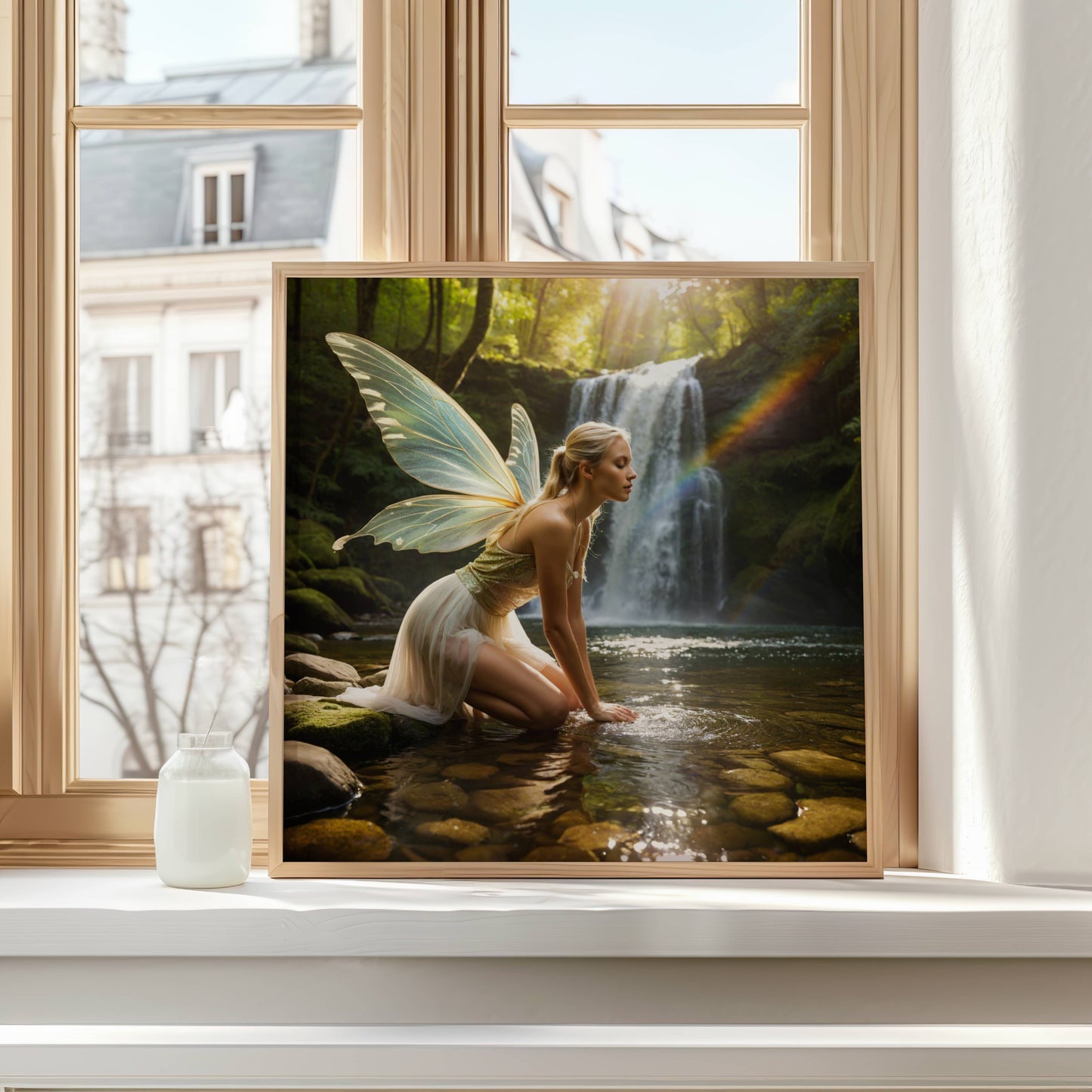 Fairy And Waterfall | Digital Download Printable | fantasy wall art | mystical fairy artwork