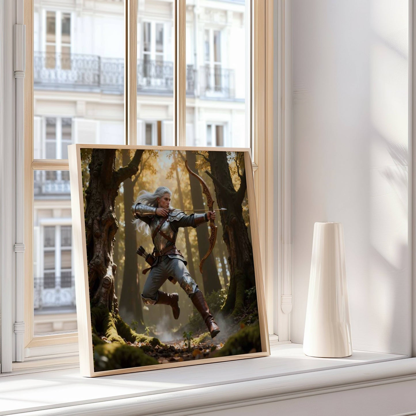 Warrior Archer Original Printable Wall Art | Fantasy Digital Download | Medieval Battlements Scene Home Decor